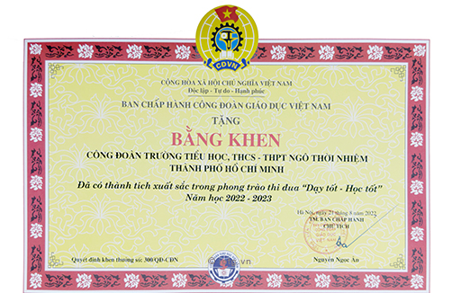 Bằng khen Đã có thành tích xuất sắc trong phong trào thi đua Dạy tốt - Học tốt năm học 2022 - 2023