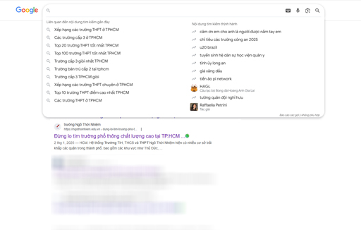 Top 3  trường phổ thông chất lượng cao tại TPHCM có phải người dùng  đang tìm kiếm?