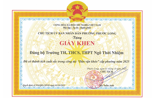Đảng bộ trường Ngô Thời Nhiệm vinh dự nhận giấy khen Dân vận khéo năm 2025