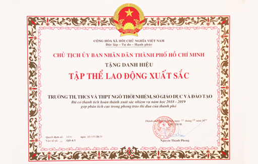 Danh hiệu Tập thể Lao động xuất sắc năm học 2018 - 2019