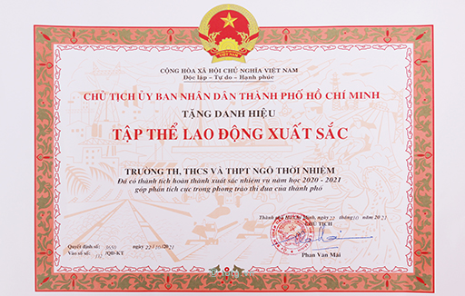 Danh hiệu Tập thể Lao động xuất sắc năm học 2020 - 2021