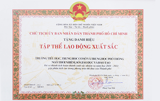 Danh hiệu Tập thể Lao động xuất sắc năm học 2021 - 2022