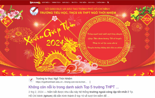 Điều gì xảy ra cho trường tư thục tốt nhất ở tphcm khi ở trong tốp đầu tìm kiếm ?