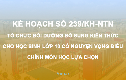 Kế hoạch số 239/KH-NTN Tổ chức bồi dưỡng bổ sung kiến thức cho học sinh lớp 10 có nguyện vọng điều chỉnh môn học lựa chọn