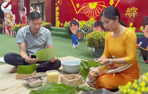 Quá trình gói Bánh Chưng ngày Tết Bính Ngọ 2026 trên sân trường Ngô Thời Nhiệm