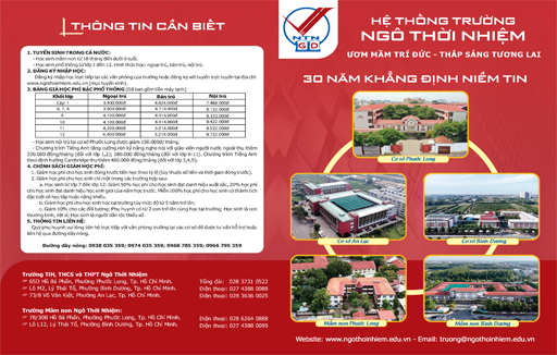 Thông tin cần biết về Hệ thống trường Ngô Thời Nhiệm