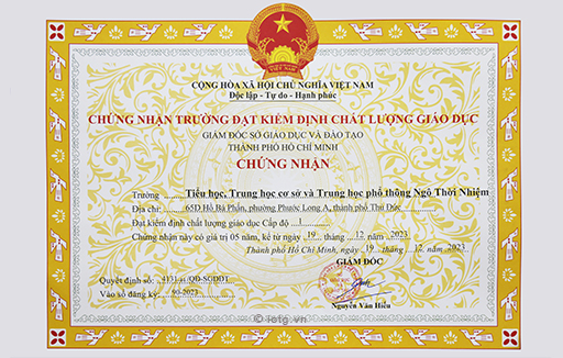 Trường Đạt kiểm định chất lượng giáo dục Cấp độ 1 năm 2023