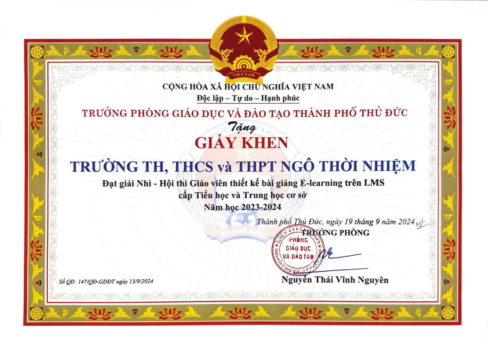Giải Nhì Tập thể cấp Trung học cơ sở - Ảnh: Diep Nguyen Pro